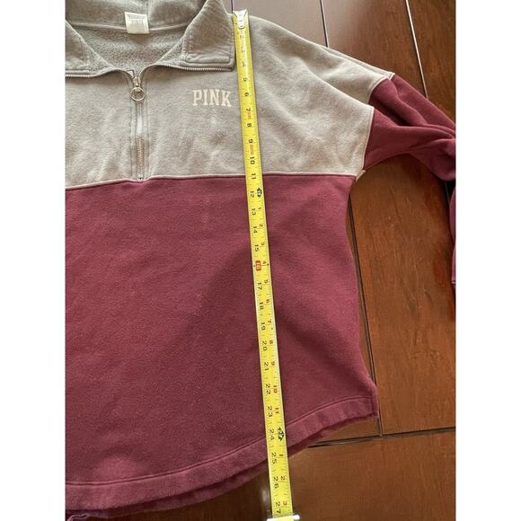 Pink Victoria's Secret Women Sweatshirt Medium Spell out M 1/4 Zip Mock Neck VS - Picture 5 of 10